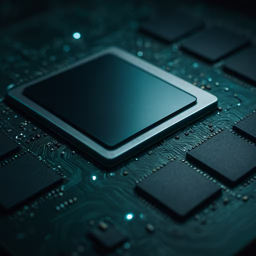 Close-up of GDDR VRAM memory modules on a graphics card PCB during a GPU memory test